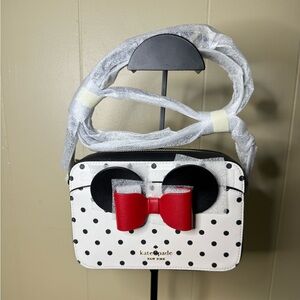 Kate Spade X Disney Minnie Mouse Ear White Polka Dot Crossbody Camera Bag